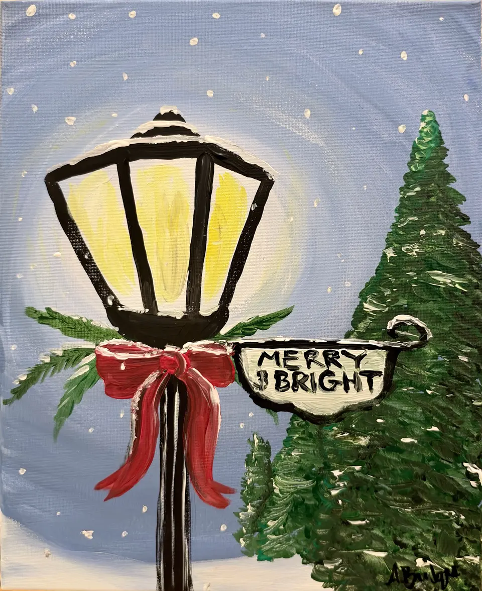 The painting: Holiday Lamppost